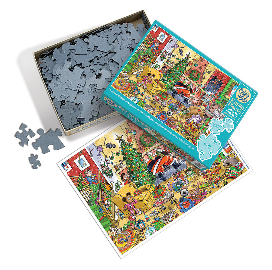 cobble-hill-family-pieces-350-puzzle-catching-santa-350-teile-weihnachten image 3