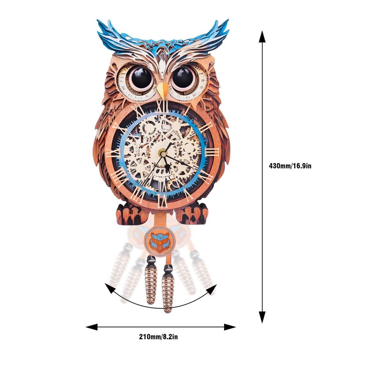 kaayee-clock-kit-eule-holz-3d-puzzle-uhr-mit-pendel image 2