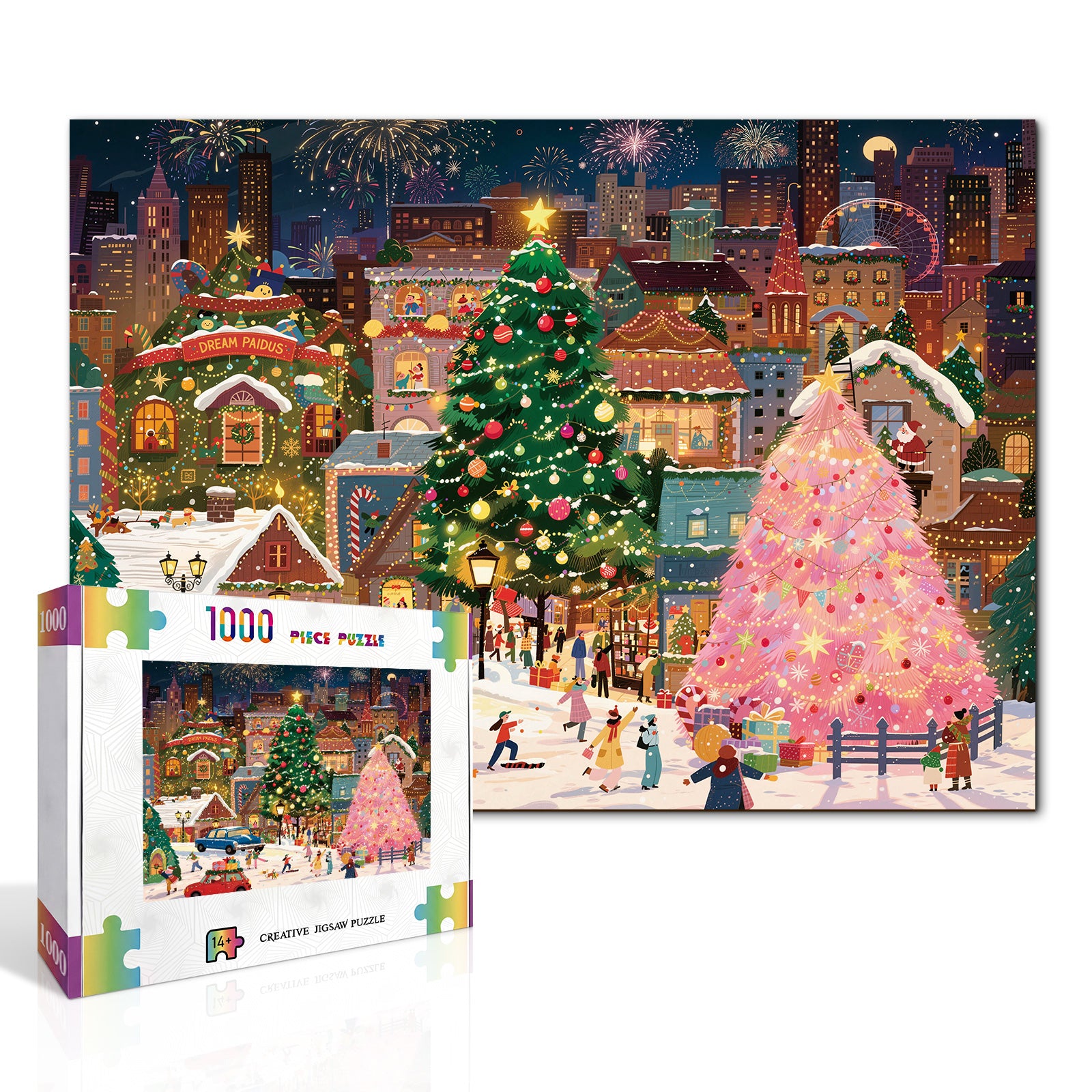 kaayee-cardboard-puzzle-snowy-christmas-square-1000-teile-eco image 2