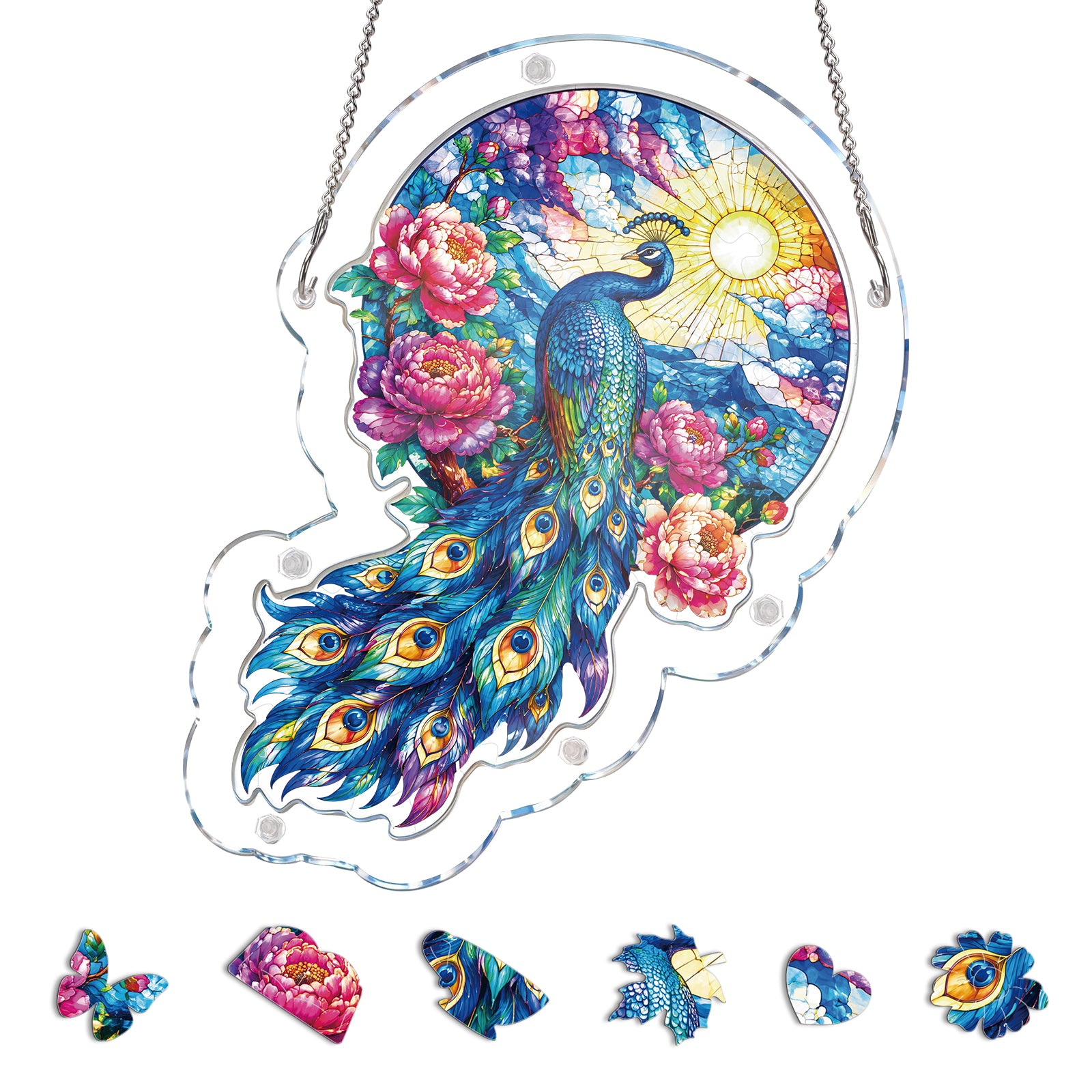 kaayee-suncatcher-puzzle-moonlit-peacock-garden-fensterbild-small image 3