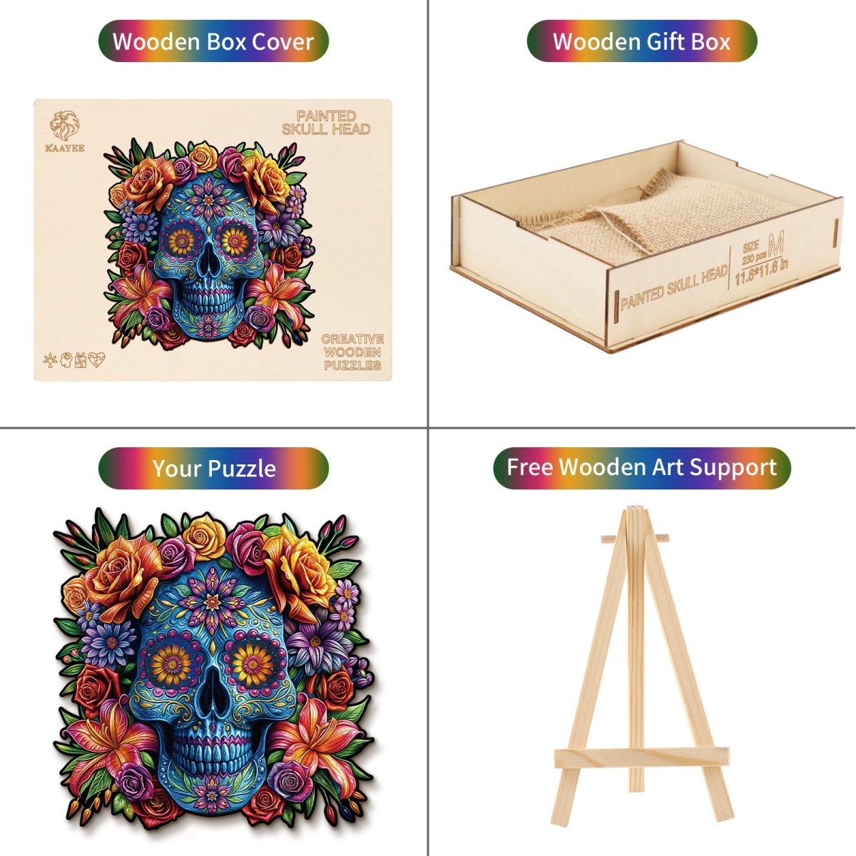 kaayee-wooden-puzzle-skull-head-holzpuzzle-medium-bunt image 5