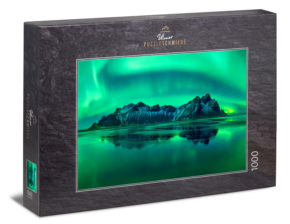 ulmer-puzzleschmiede-puzzle-1000-teile-eiswellen-polarlicht-nachtpuzzle image 1