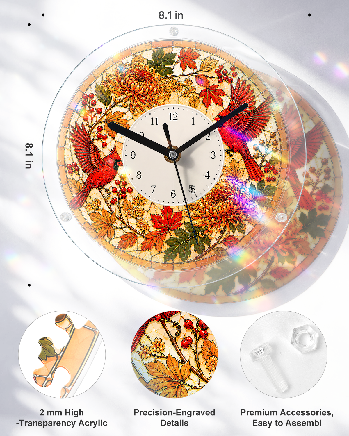 kaayee-clock-kit-autumn-melody-cardinal-acryl-puzzle-uhr-regular image 3