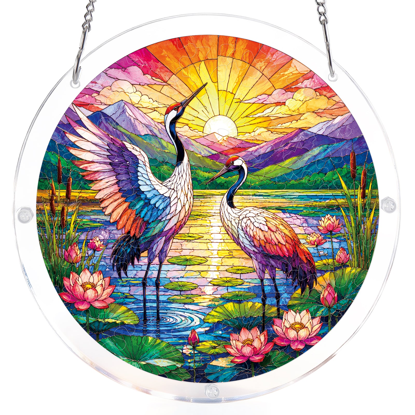 kaayee-suncatcher-puzzle-cranes-at-sunrise-acryl-medium-fenster image 7