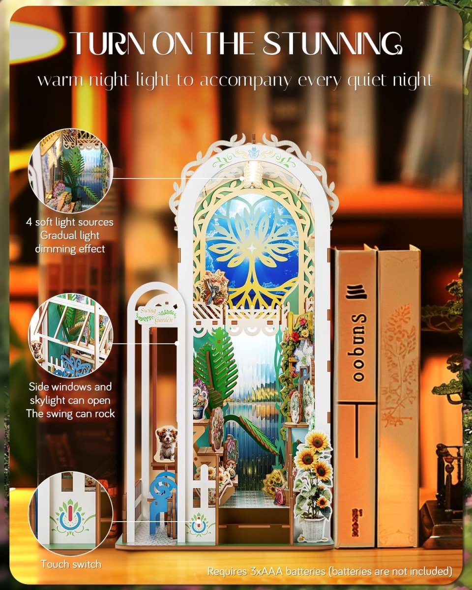 kaayee-book-nook-kit-swing-garden-3d-puzzle-holz-miniatur-led image 2