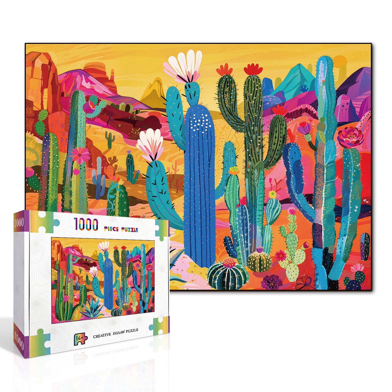 kaayee-cardboard-puzzle-neon-cactus-valley-1000-teile-standard image 2