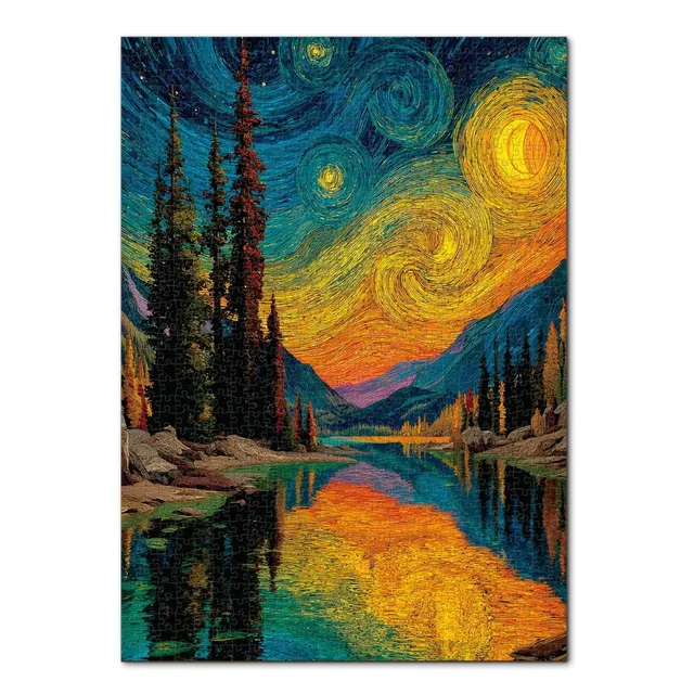 kaayee-cardboard-puzzle-starry-forest-1000-teile-standard image 1