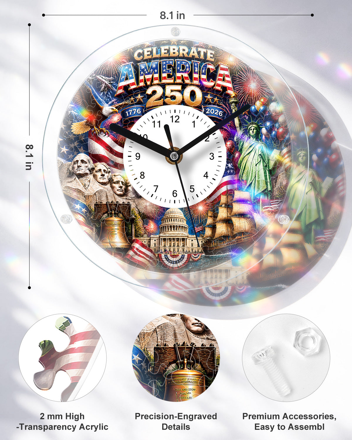 kaayee-clock-kit-celebrate-america-250-acryl-puzzle-uhr-regular-plus image 3