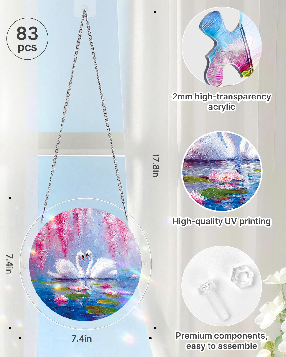 kaayee-suncatcher-swans-in-blossom-lake-fensterbild-m image 4