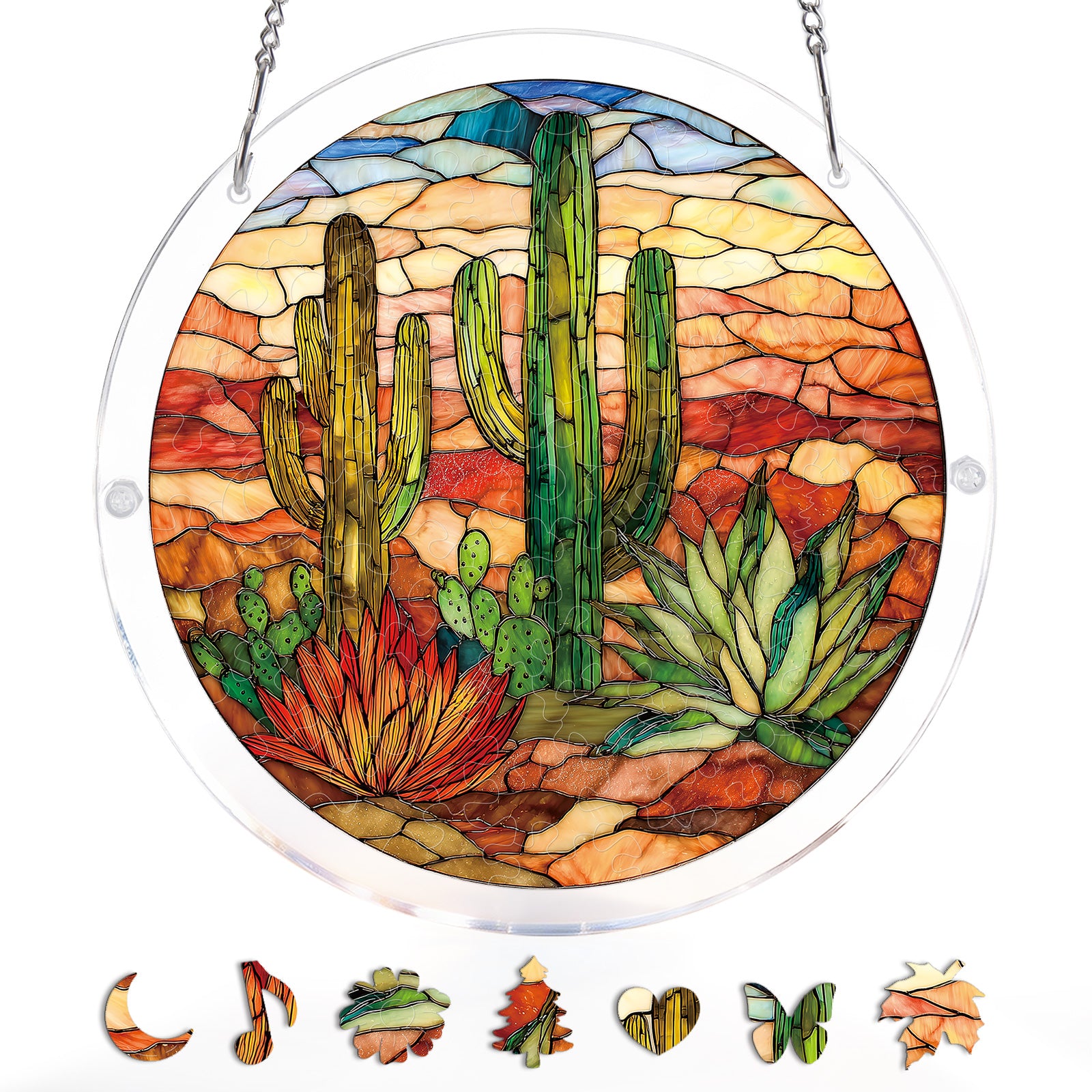 kaayee-suncatcher-puzzle-sunset-cactus-light-suncatcher-large image 3
