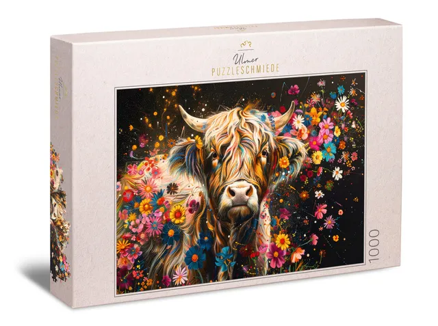 ulmer-puzzleschmiede-blumenkuh-puzzle-1000-teile-kuh-tierportr-t image 1