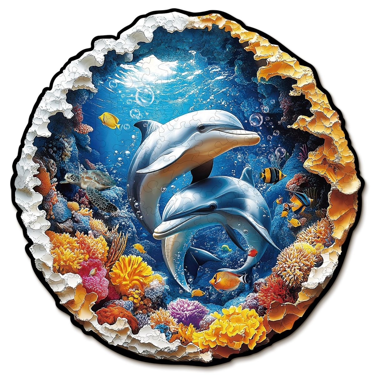 kaayee-wooden-puzzle-beautiful-sea-world-holzpuzzle-medium-delfine image 1