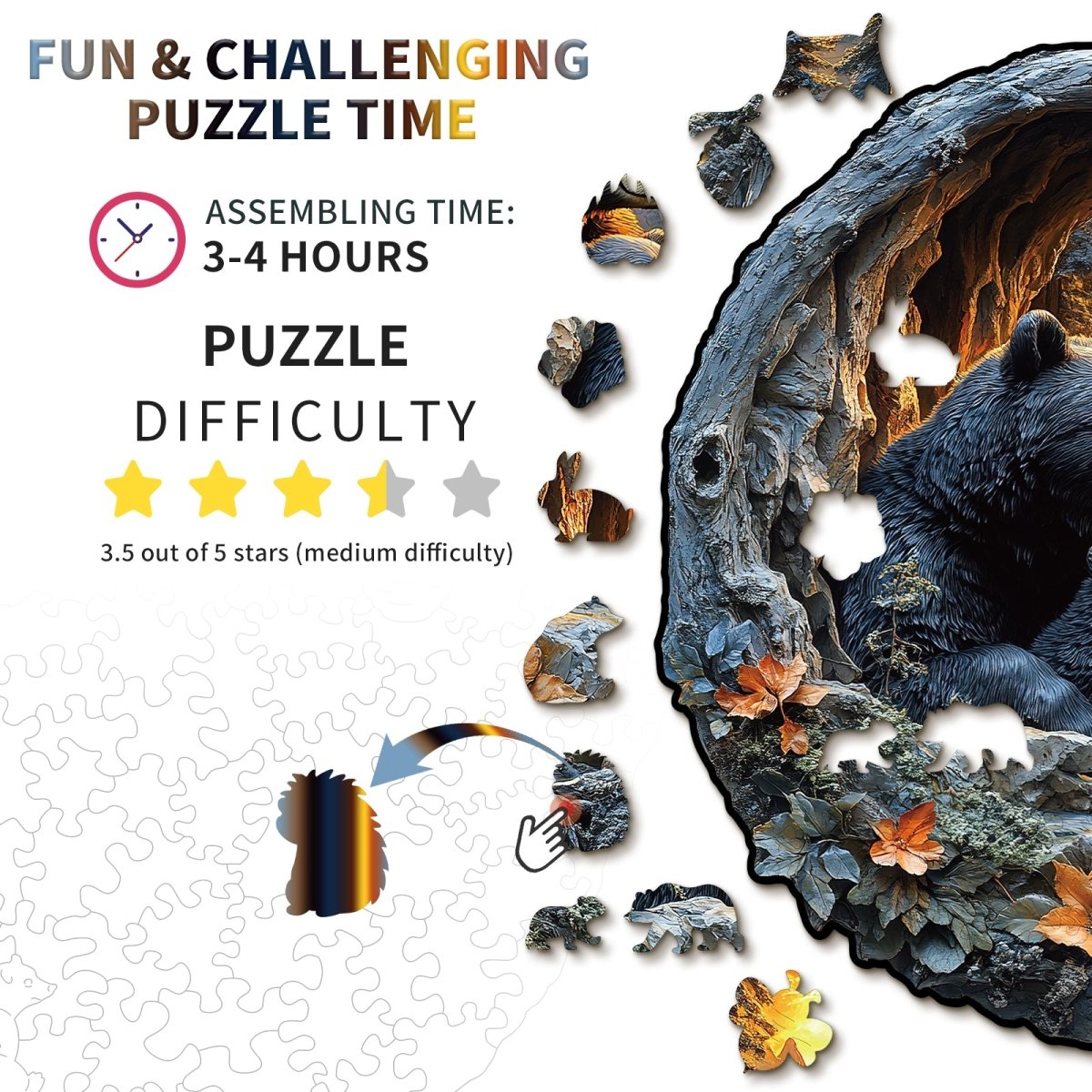 kaayee-wooden-puzzle-3d-bear-cuddle-holzpuzzle-b-r-medium image 3