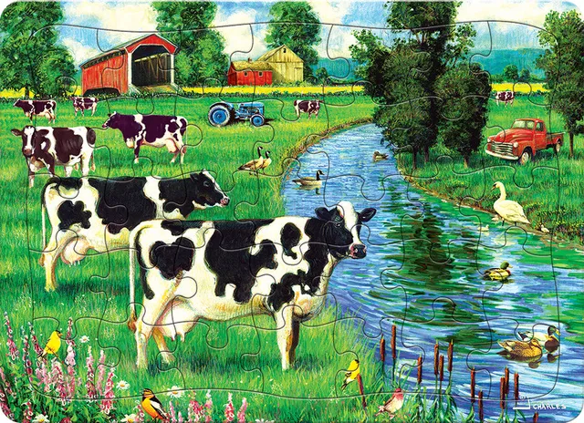 cobble-hill-cow-stream-35-teile-rahmenpuzzle-kuhweide image 1