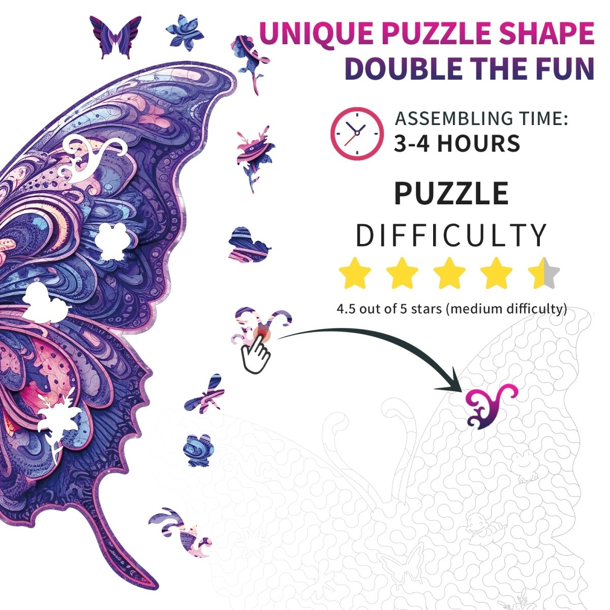 kaayee-wooden-puzzle-butterfly-holzpuzzle-amethyst-small-medium-large image 4