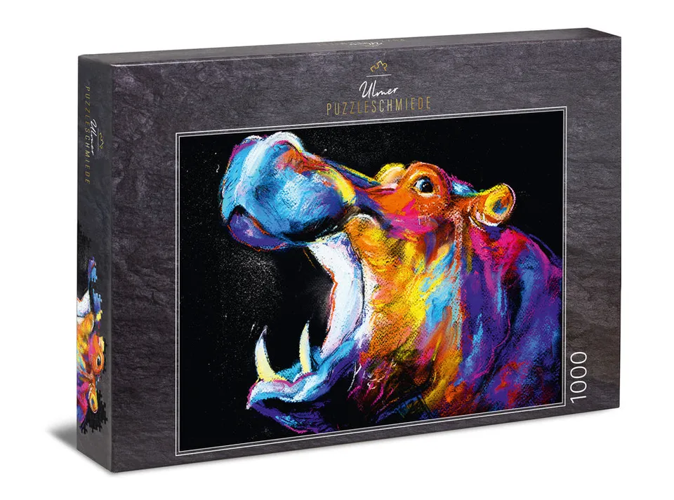 ulmer-puzzleschmiede-funky-hippo-1000-teile-puzzle-nilpferd image 1