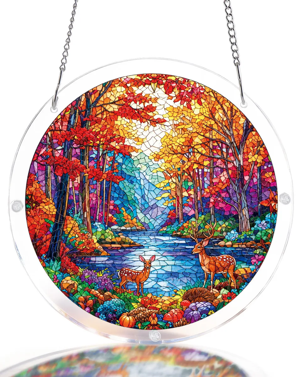 kaayee-suncatcher-puzzle-deer-in-the-forest-acryl-hirsch image 1