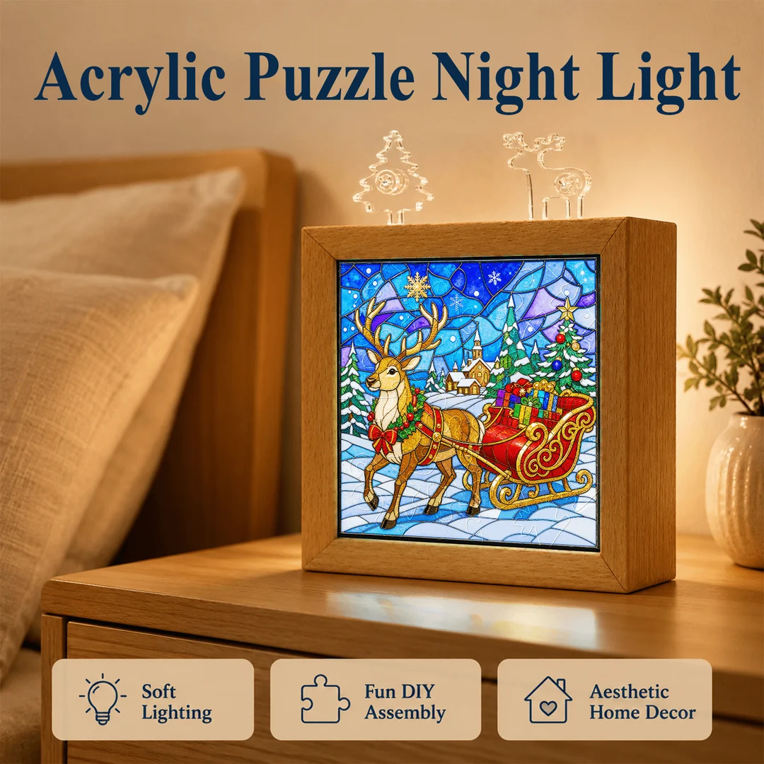 kaayee-night-light-nachtlicht-christmas-reindeer-sleigh-holzrahmen image 6