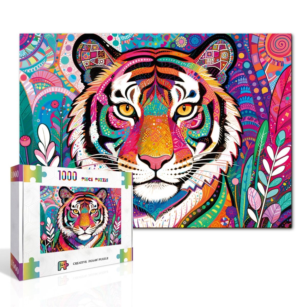 kaayee-cardboard-puzzle-psychedelic-tiger-king-1000-teile-standard image 2