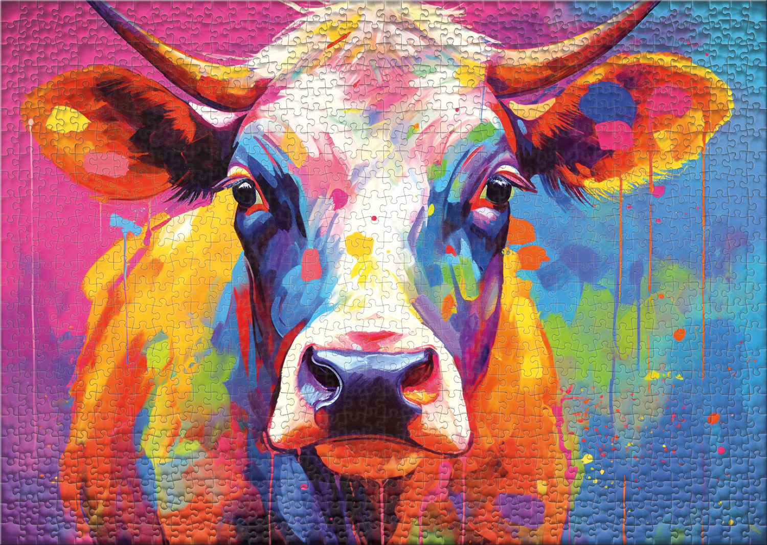 ulmer-puzzleschmiede-buntes-muh-puzzle-1000-teile-kuh-portrait image 2