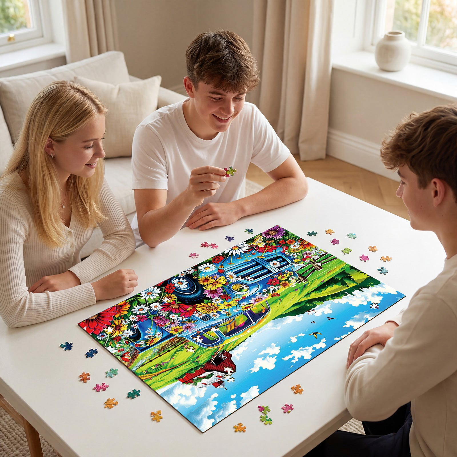 kaayee-countryside-flower-truck-1000-teile-puzzle-eco-blumenauto image 4