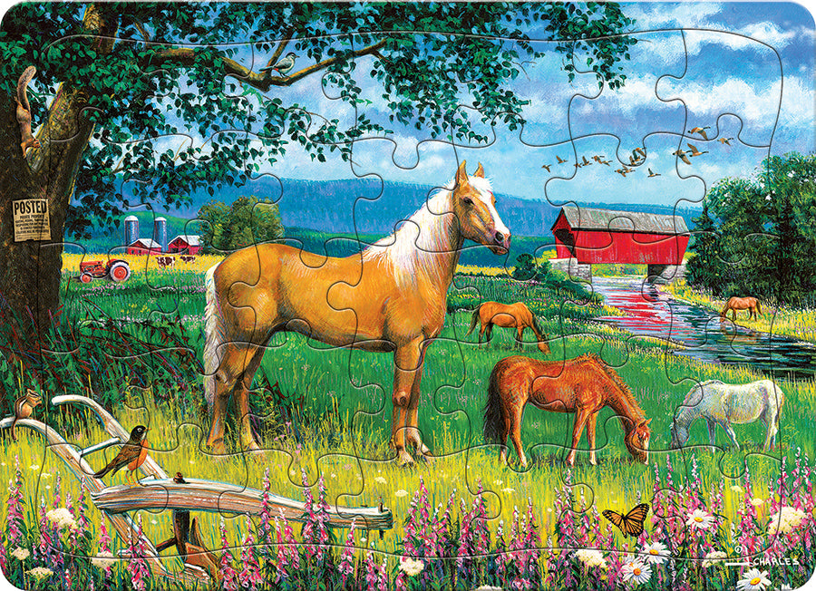 cobble-hill-tray-puzzles-horses-in-the-field-puzzle-35-teile-pferde image 1