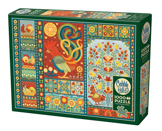 cobble-hill-1000-piece-scandi-chicken-quilt-puzzle-1000-teile-h-hner image 1