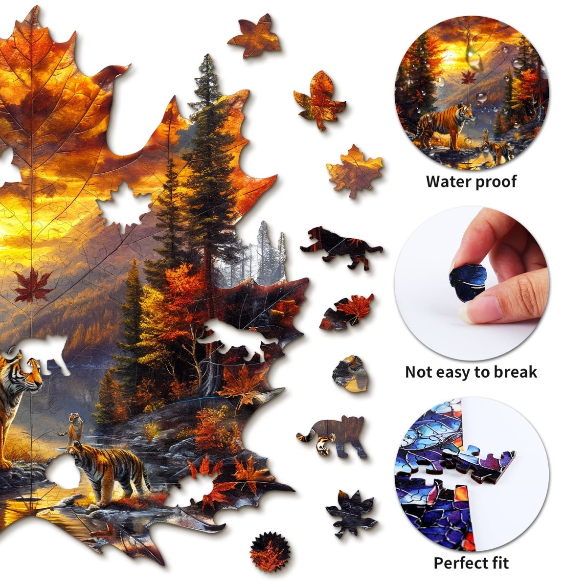 kaayee-wooden-puzzle-maple-leaf-tiger-holzpuzzle-m-herbst image 2