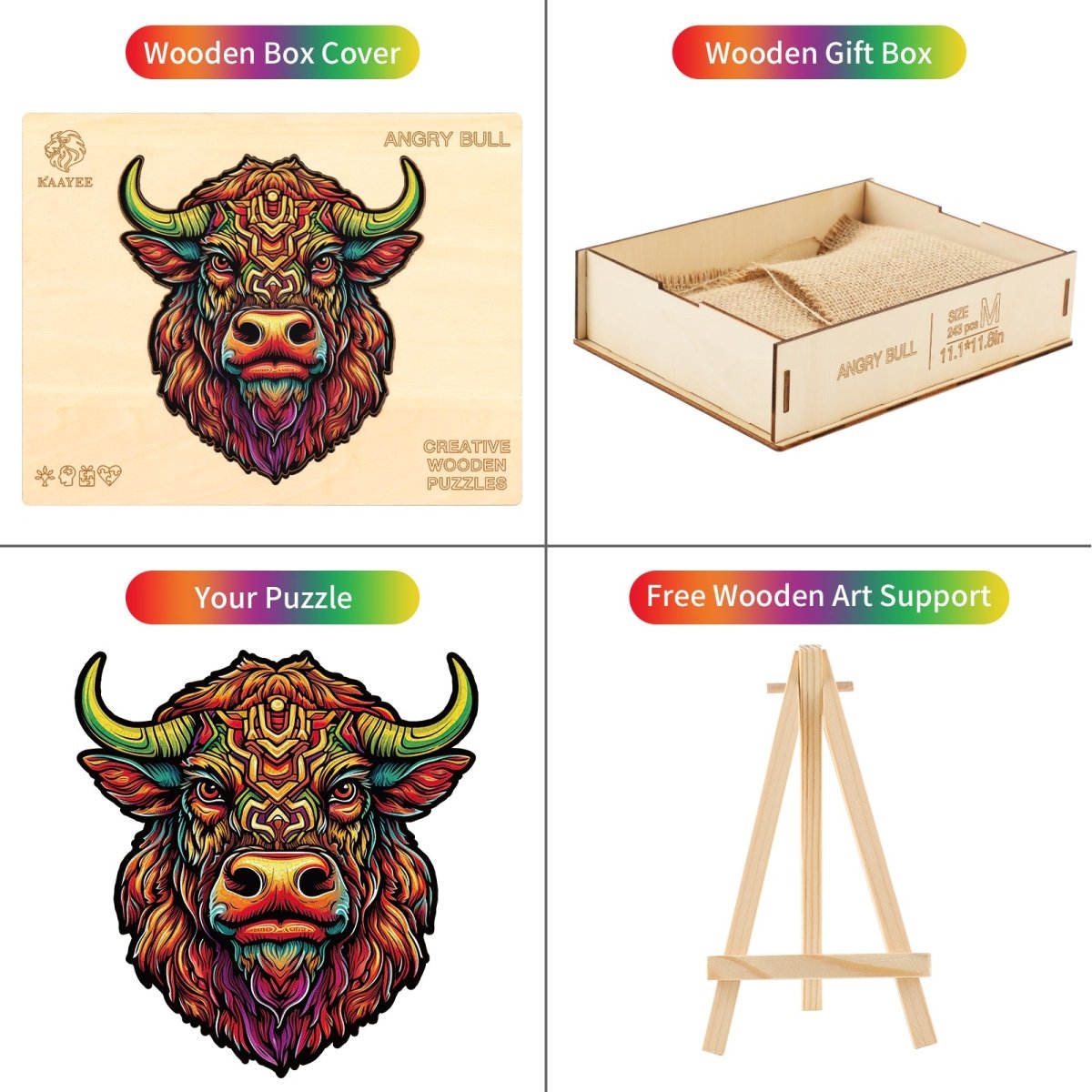kaayee-wooden-puzzle-angry-bull-holzpuzzle-medium-stier image 3