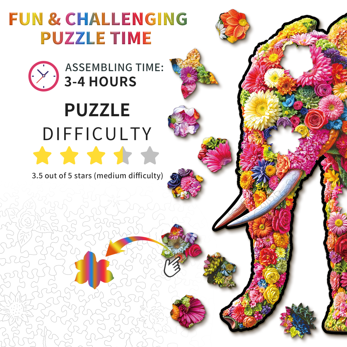 kaayee-flower-elephant-holzpuzzle-small-blumentier-elefant image 3