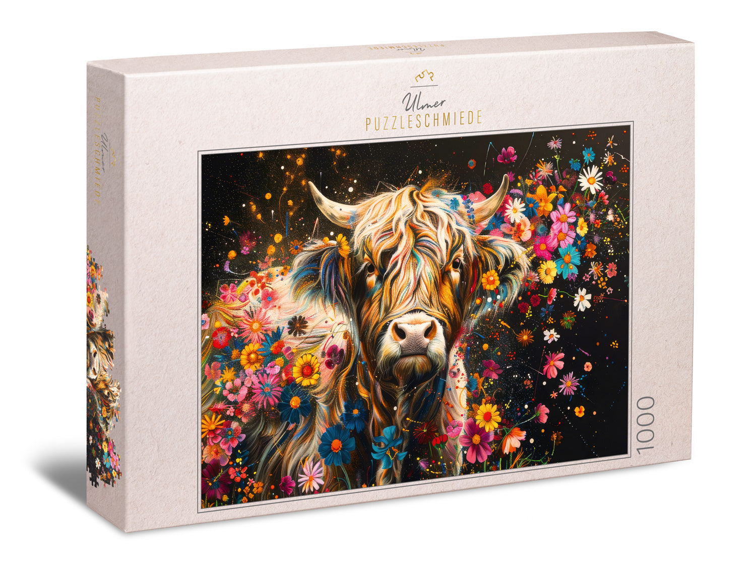 ulmer-puzzleschmiede-puzzle-1000-teile-flower-cow-puzzle-kuh image 1