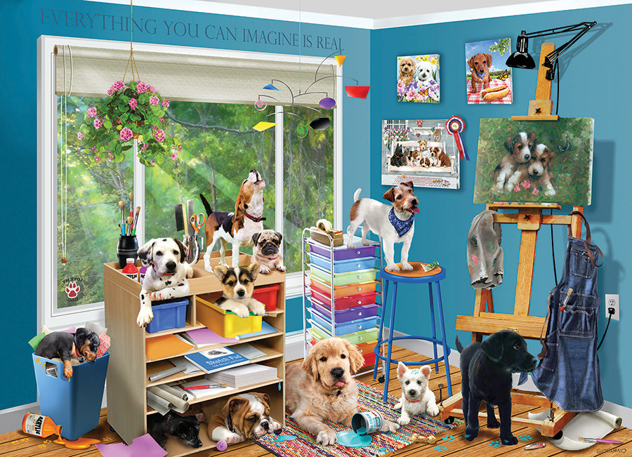 cobble-hill-studio-pups-1000-teile-puzzle-welpen-atelier image 2