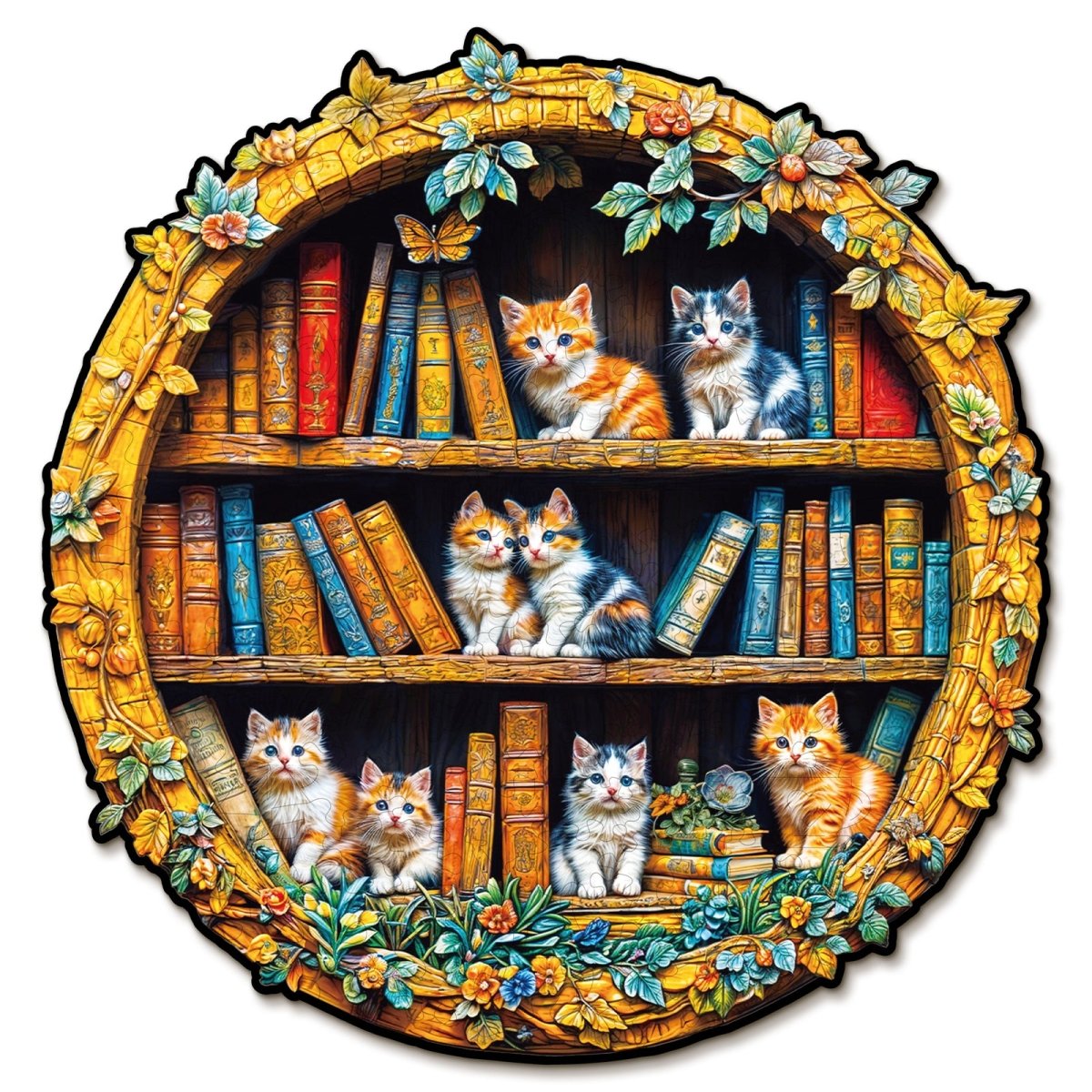 kaayee-wooden-puzzle-readers-paradise-holzpuzzle-katzen-b-cherregal image 1