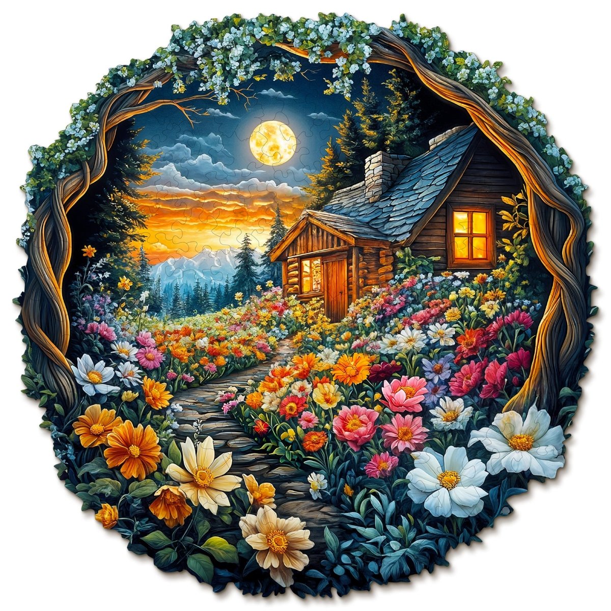 kaayee-wooden-puzzle-flower-sea-house-holzpuzzle-medium-rund image 1