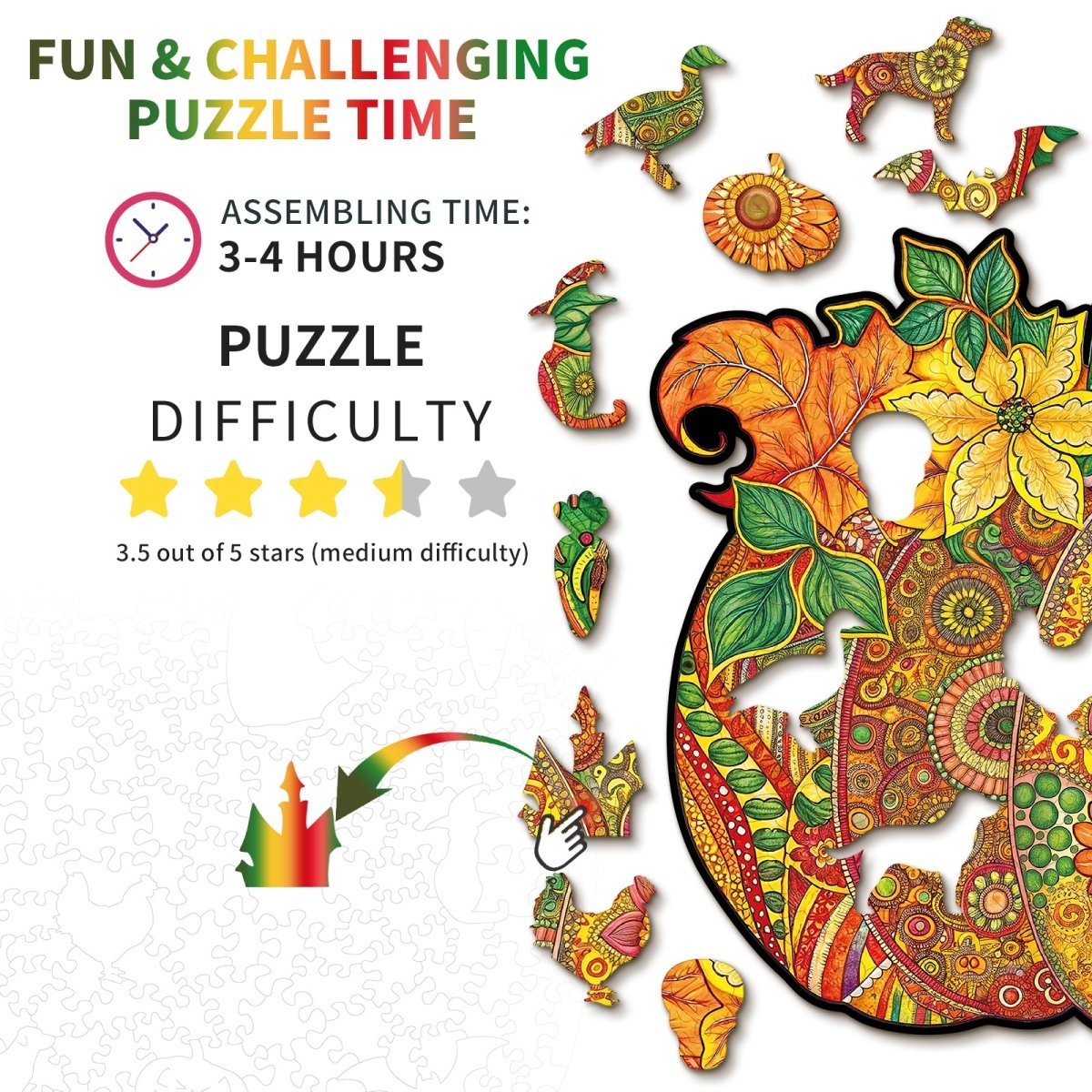 kaayee-wooden-puzzle-mandala-pumpkin-holzpuzzle-small-herbst image 4