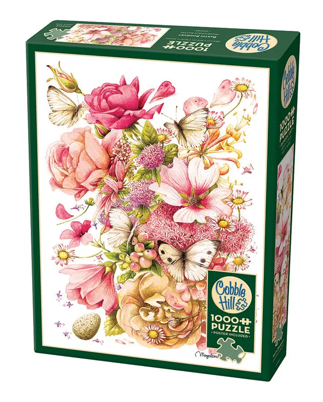 cobble-hill-1000-piece-bastin-bouquet-puzzle-blumen-rosa image 1