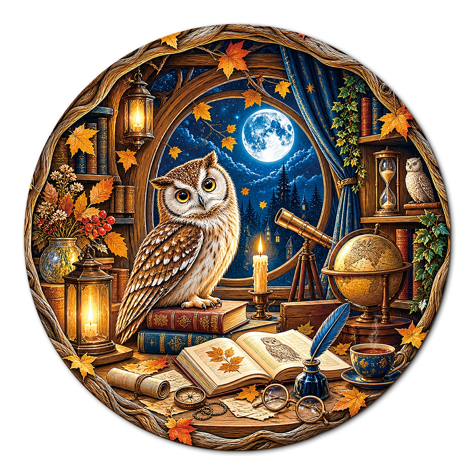 kaayee-moonlit-owl-study-karton-puzzle-1000-teile-eco image 1