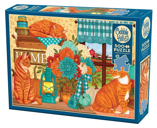 cobble-hill-500-piece-pumpkin-patch-cats-puzzle-500-teile-herbst-katzen image 1