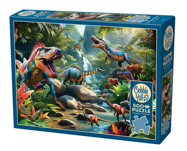 cobble-hill-500-piece-prehistoric-beasts-puzzle-500-teile-t-rex image 1