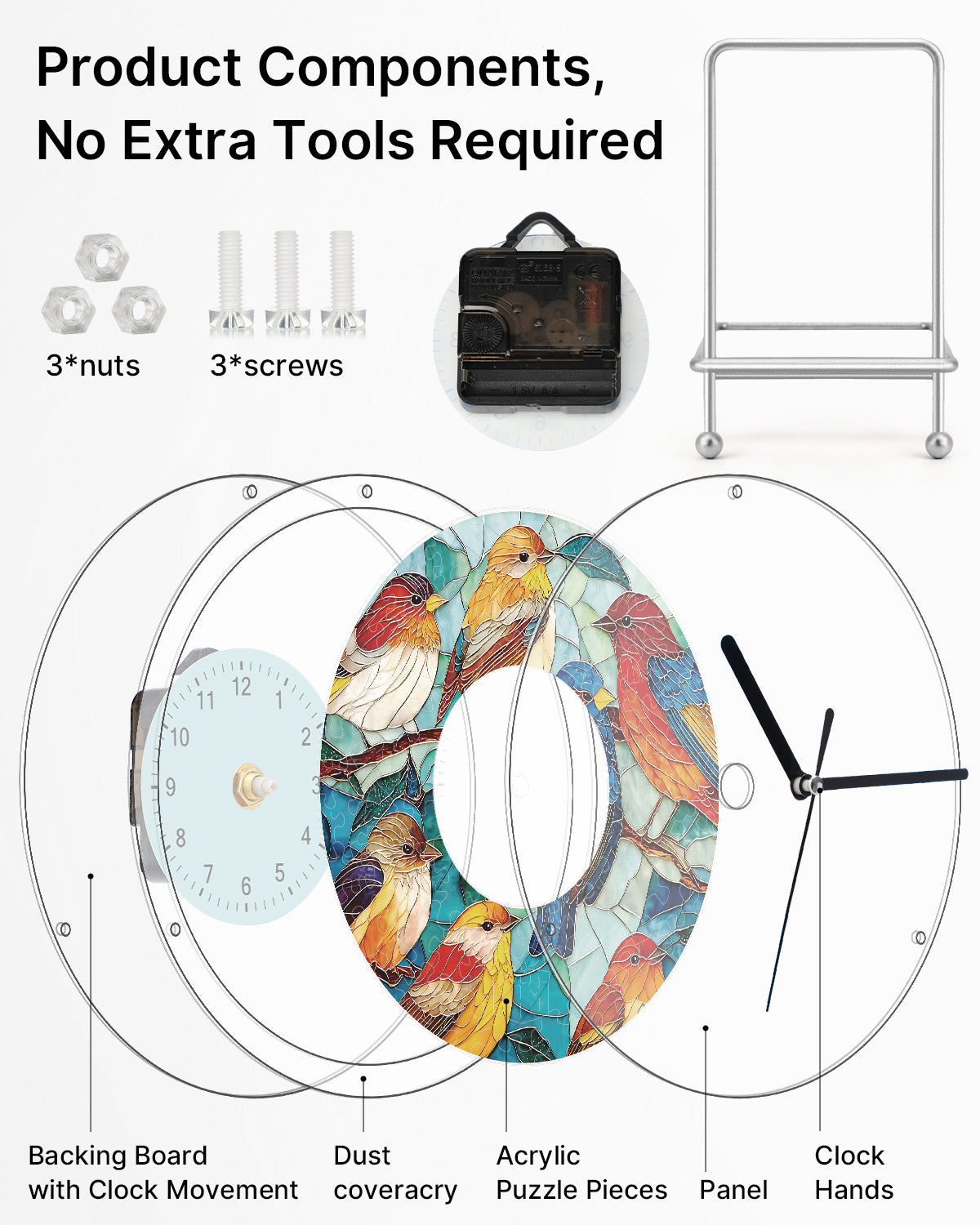 kaayee-clock-kit-birds-in-harmony-puzzle-uhr-regular-acryl-v-gel image 6