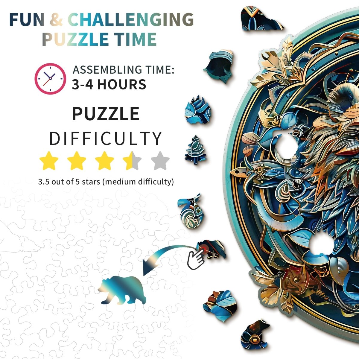 kaayee-wooden-puzzle-angry-bear-holzpuzzle-medium image 4