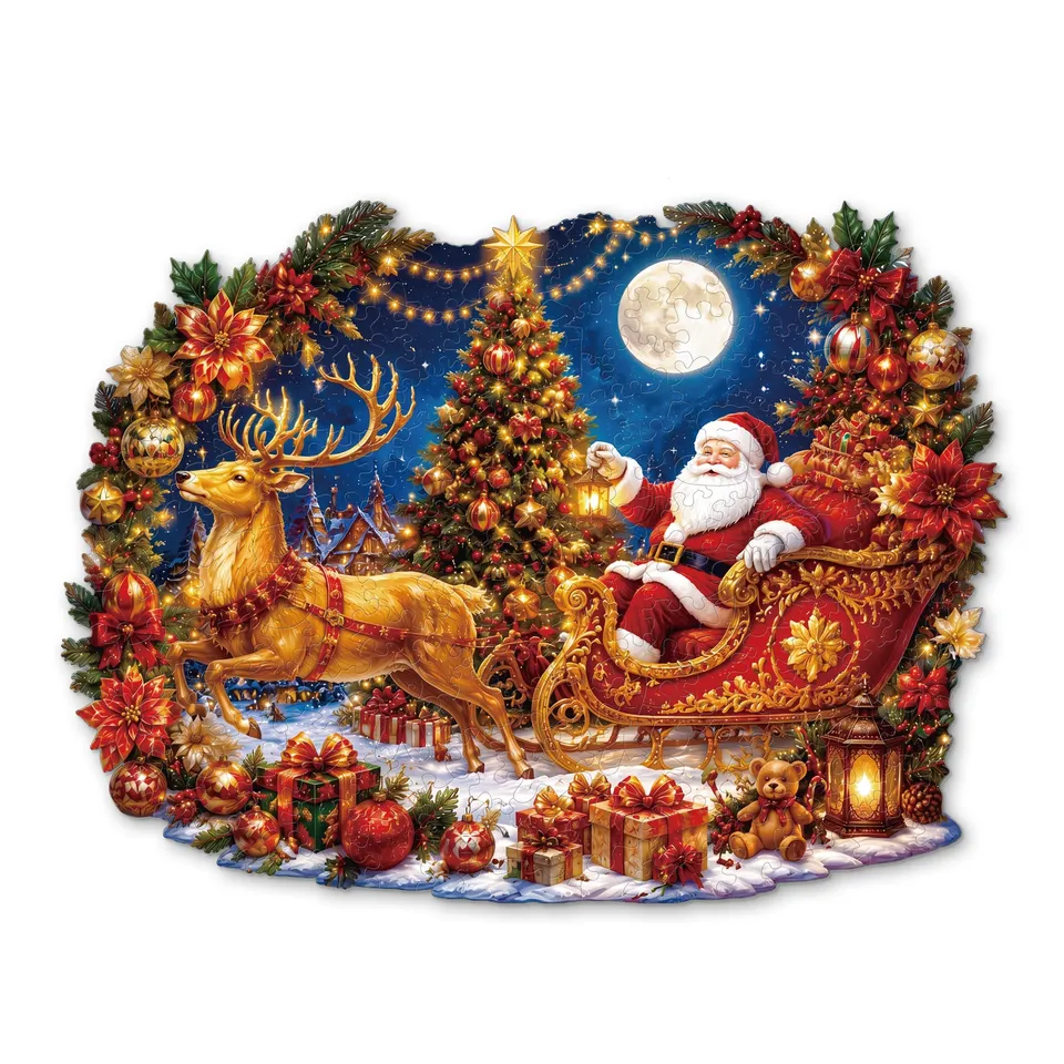 kaayee-wooden-puzzle-christmas-moonlit-sleigh-ride-holzpuzzle-m image 1