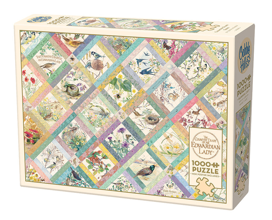 cobble-hill-1000-piece-country-diary-quilt-puzzle-1000-teile-blumen image 1