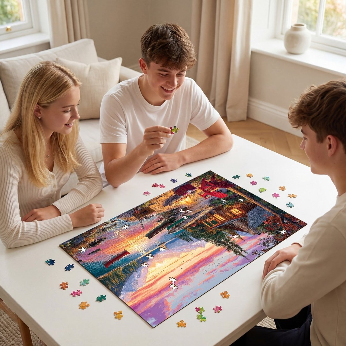 kaayee-cardboard-puzzle-twilight-lake-1000-teile-see-abendrot image 8
