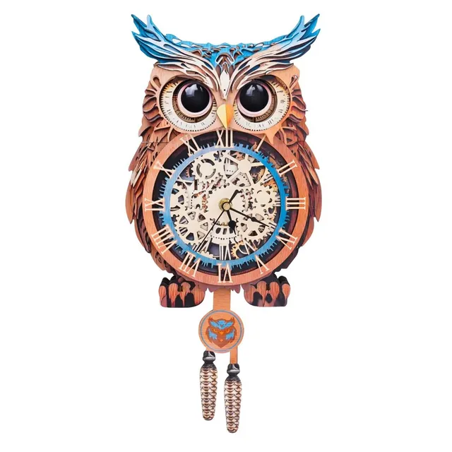 kaayee-clock-kit-eule-holz-3d-puzzle-uhr-mit-pendel image 1