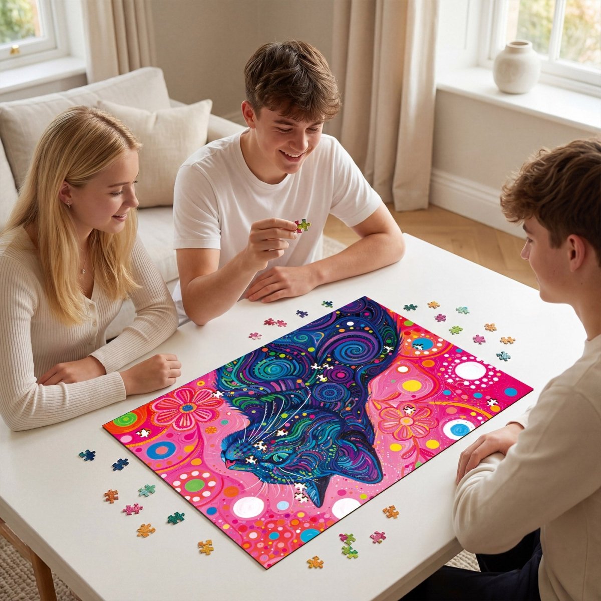 kaayee-cardboard-puzzle-psychedelic-cat-1000-teile image 8