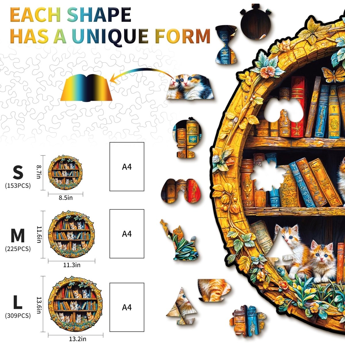 kaayee-wooden-puzzle-readers-paradise-holzpuzzle-katzen-b-cherregal image 5