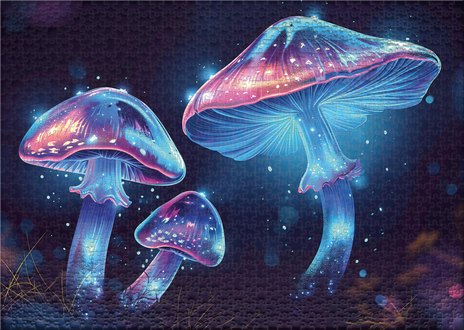 ulmer-puzzleschmiede-puzzle-1000-teile-mushrooms-puzzle-wald-nacht image 2