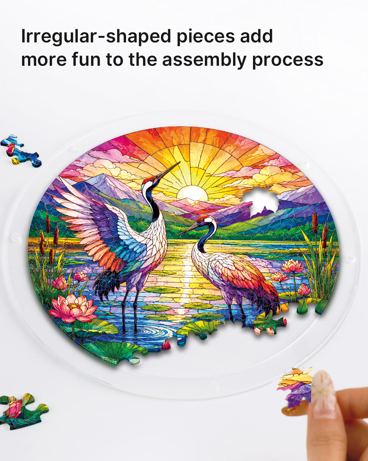 kaayee-suncatcher-puzzle-cranes-at-sunrise-acryl-medium-fenster image 2