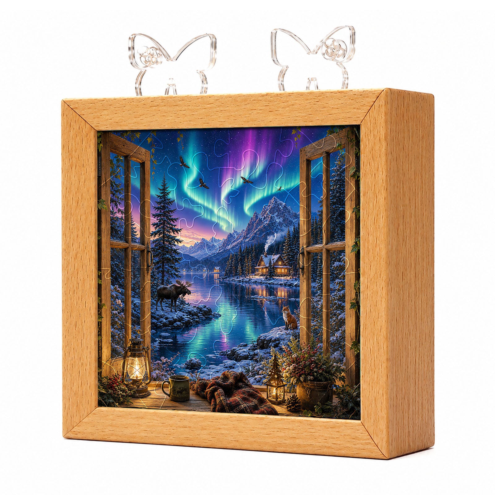 kaayee-aurora-vista-acryl-puzzle-nachtlicht-holzrahmen-polarlicht image 1